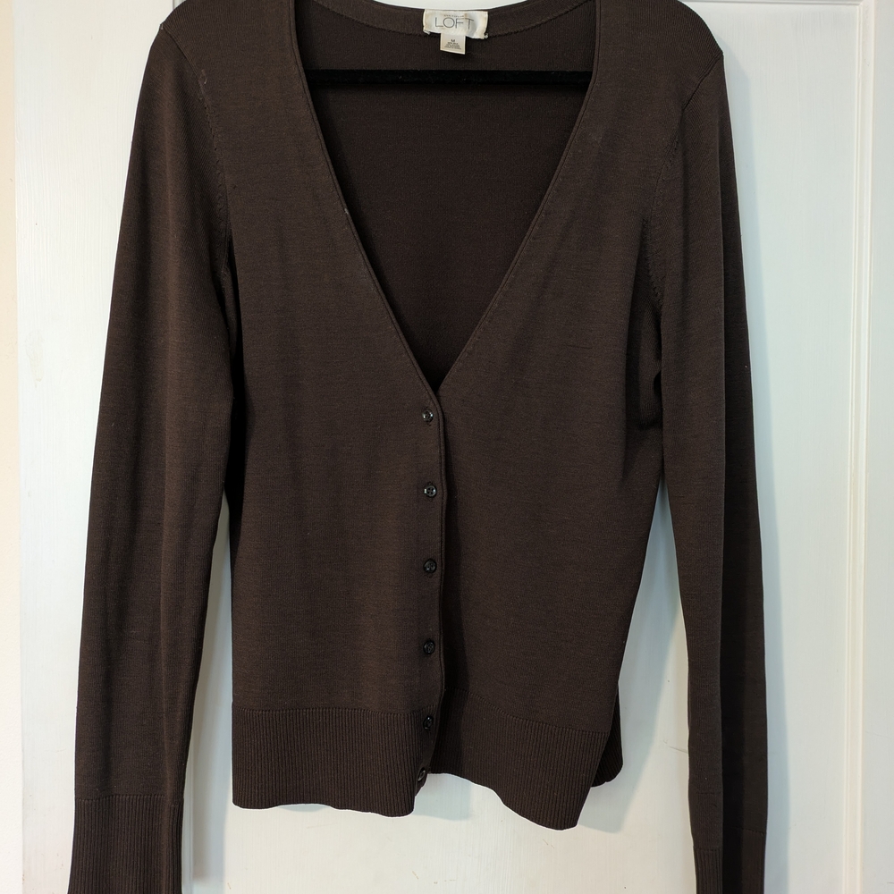 LOFT Women's Brown Cardigan Sweater